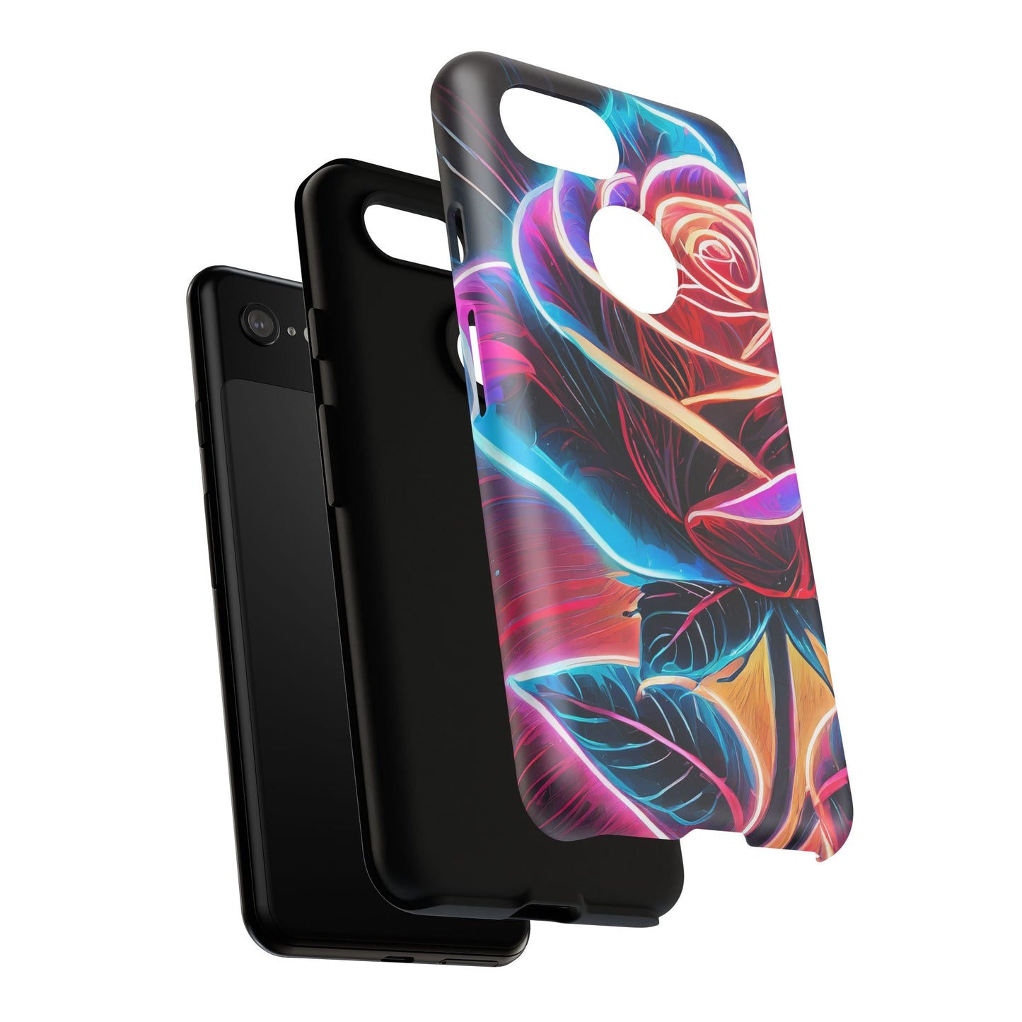 Artistic Neon Rose Tough Phone Case