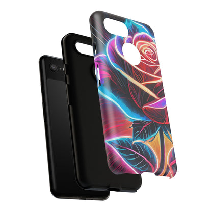 Artistic Neon Rose Tough Phone Case