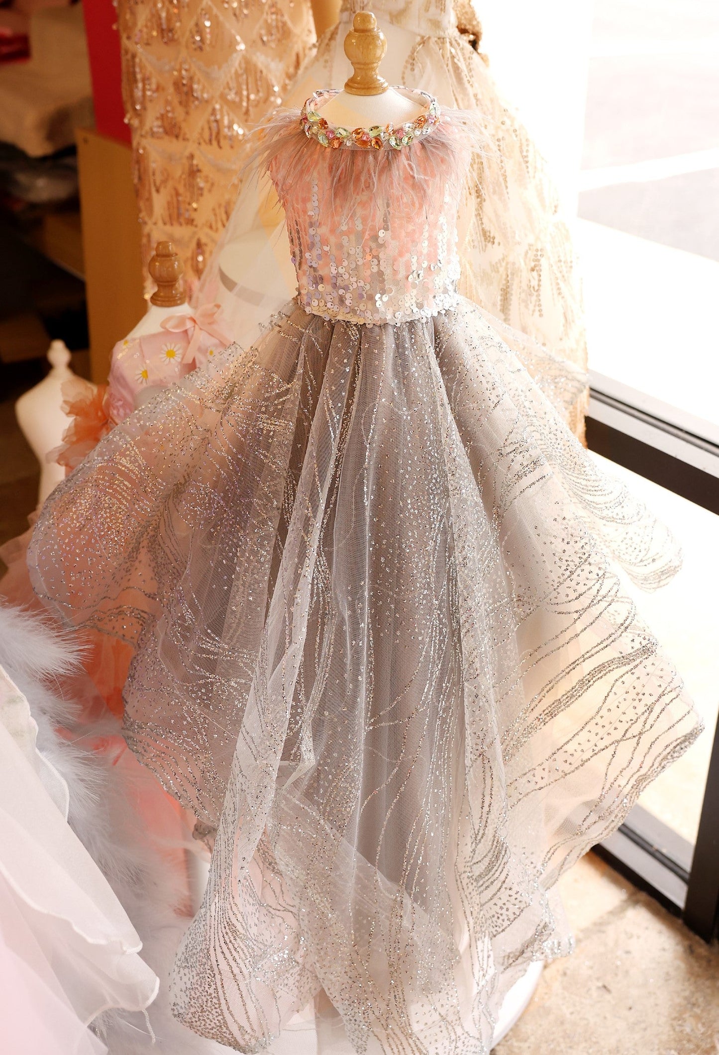 Dog Sequin Princess Queen Gown