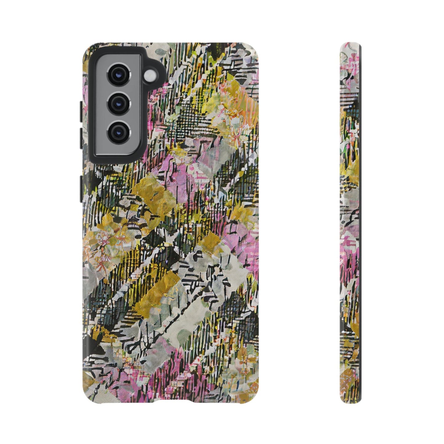 Purple Plaid Floral Artistic Tough Phone Case