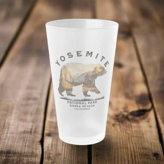 Yosemite National Park Valley Bear Frosted Pint Glass 16oz Sierra Nevada
