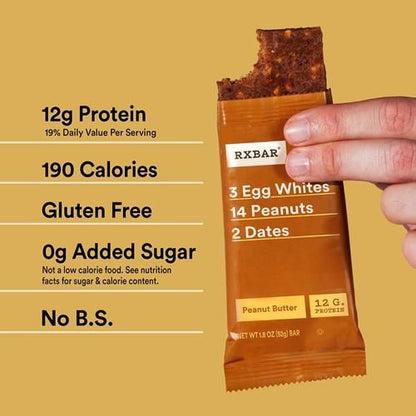 Rxbar Protein Bars, Protein Snack, Snack Bars, Peanut Butter, 9.15Oz Box (5 Bars)