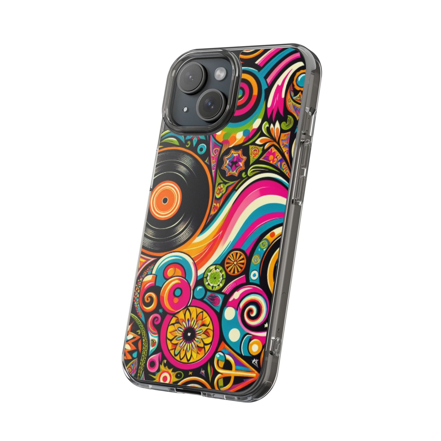Colorful Vinyl Record Clear Phone Case