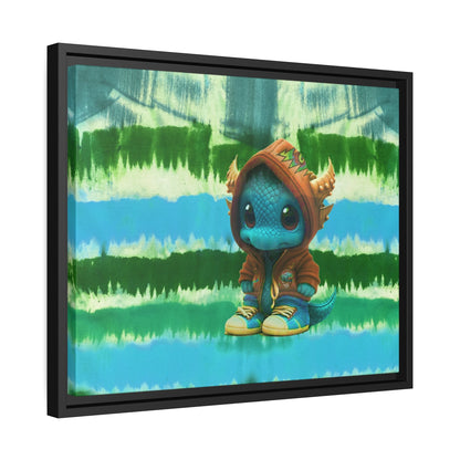 Baby Dragon Jam Aqua Matte Canvas with Black Frame