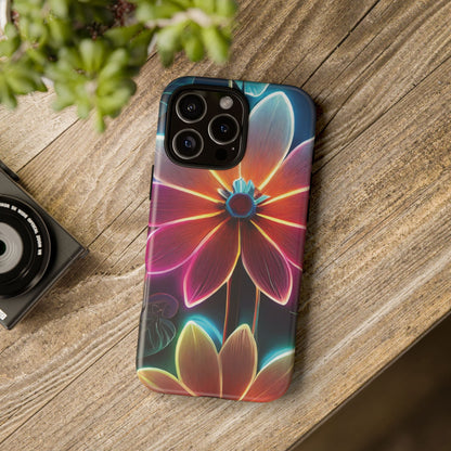 Vibrant Neon Flowers Tough Phone Case