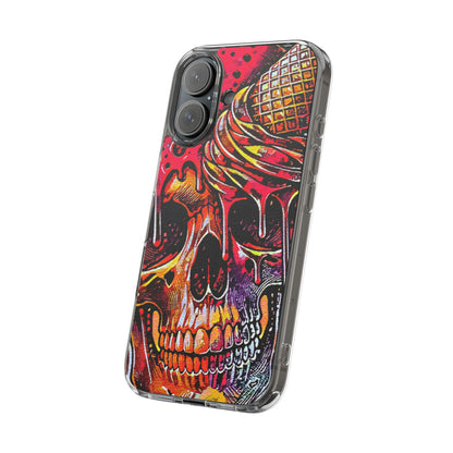 Neon Ice Cream Skull Clear Phone Case