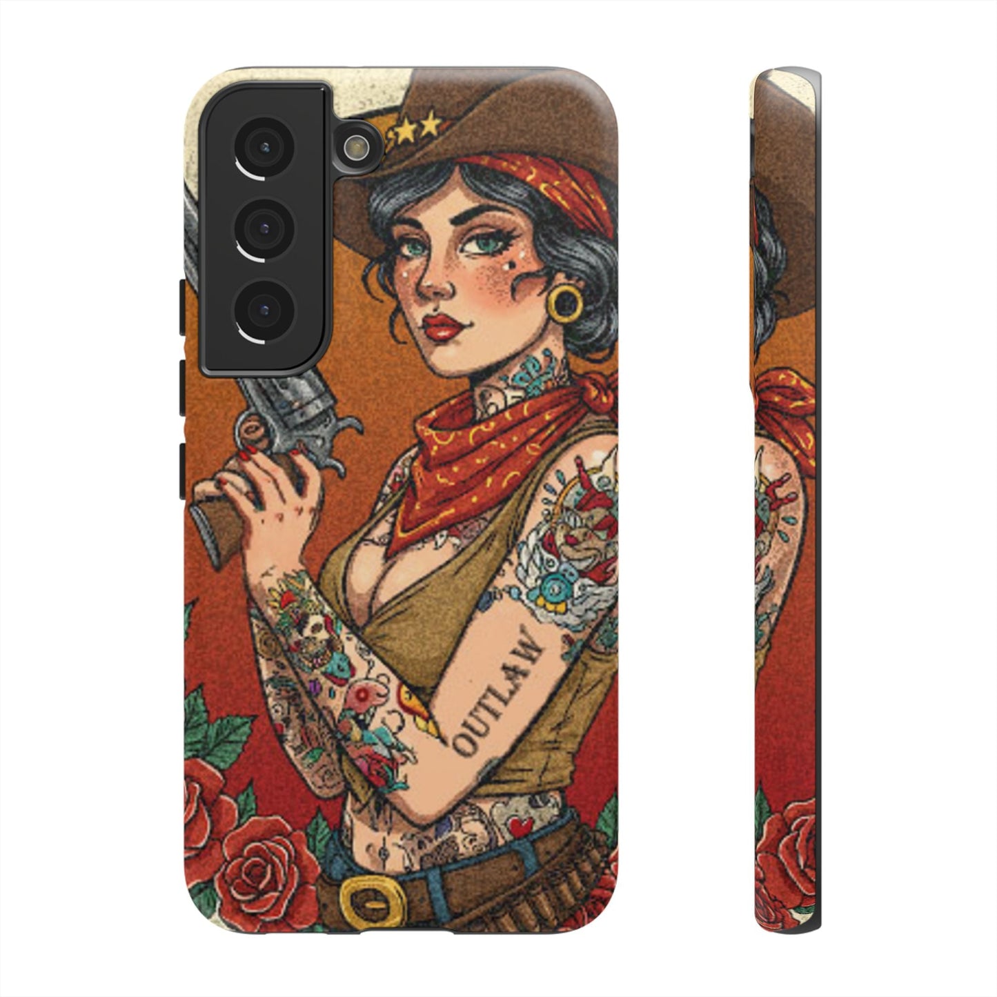 Vintage Western Tough Phone Case with Outlaw Design