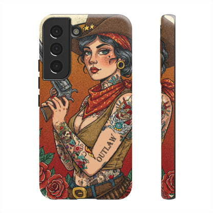 Vintage Western Tough Phone Case with Outlaw Design