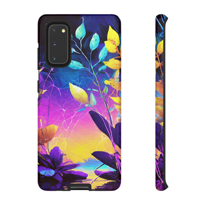 Artistic Vibrant Neon Floral Leaf Tough Phone Case