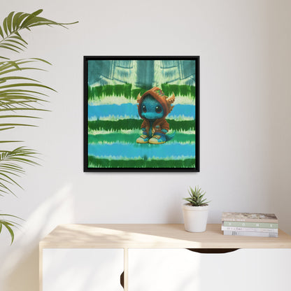 Baby Dragon Jam Aqua Matte Canvas with Black Frame