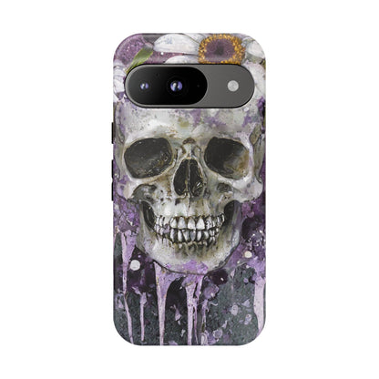 Plum Skull and Daisy Tough Phone Case