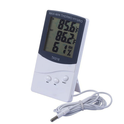 Dual-Zone Digital Reptile Thermometer & Hygrometer with Wired Probe