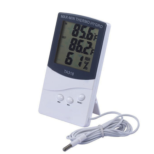 Dual-Zone Digital Reptile Thermometer & Hygrometer with Wired Probe
