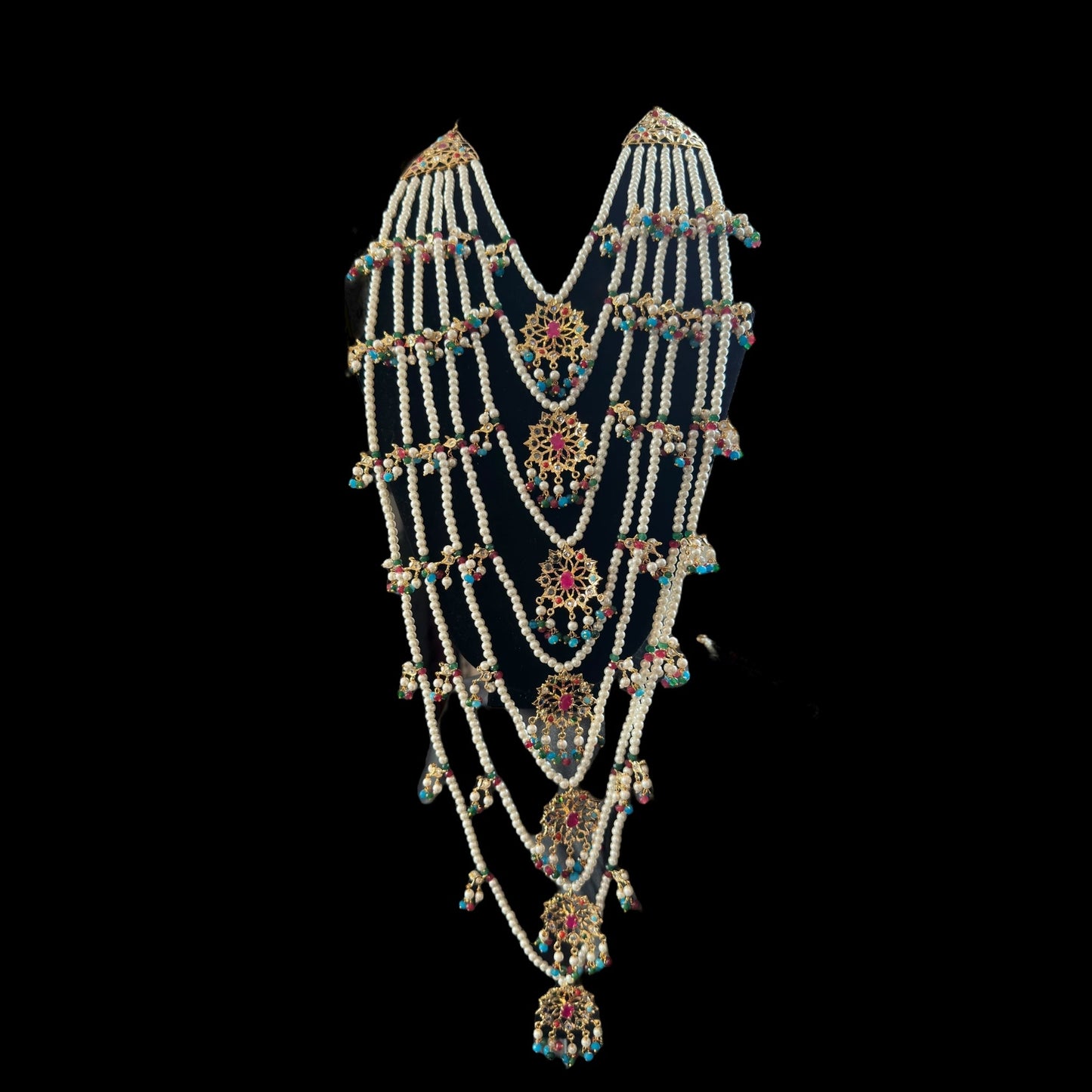 SAT97 Navratan satlada with double jhumka ( SHIPS IN 4 WEEKS )