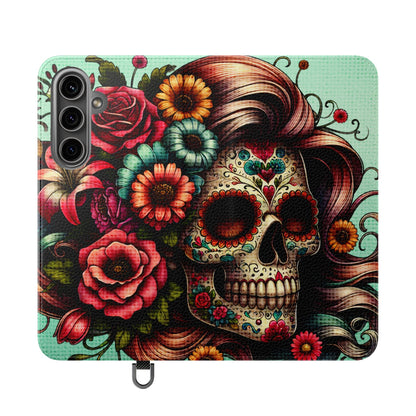 Sugar Skull Flip Wallet Phone Case