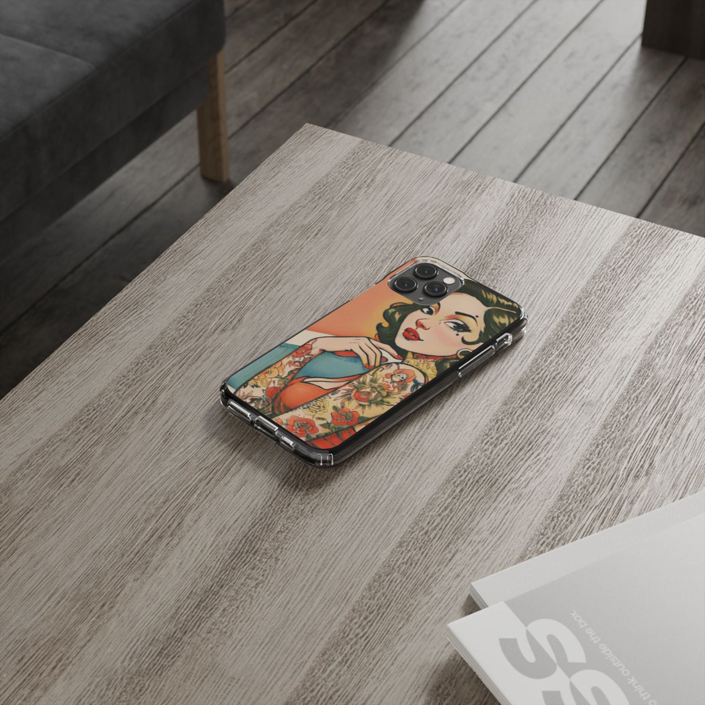Retro Pin Up Clear Phone Case