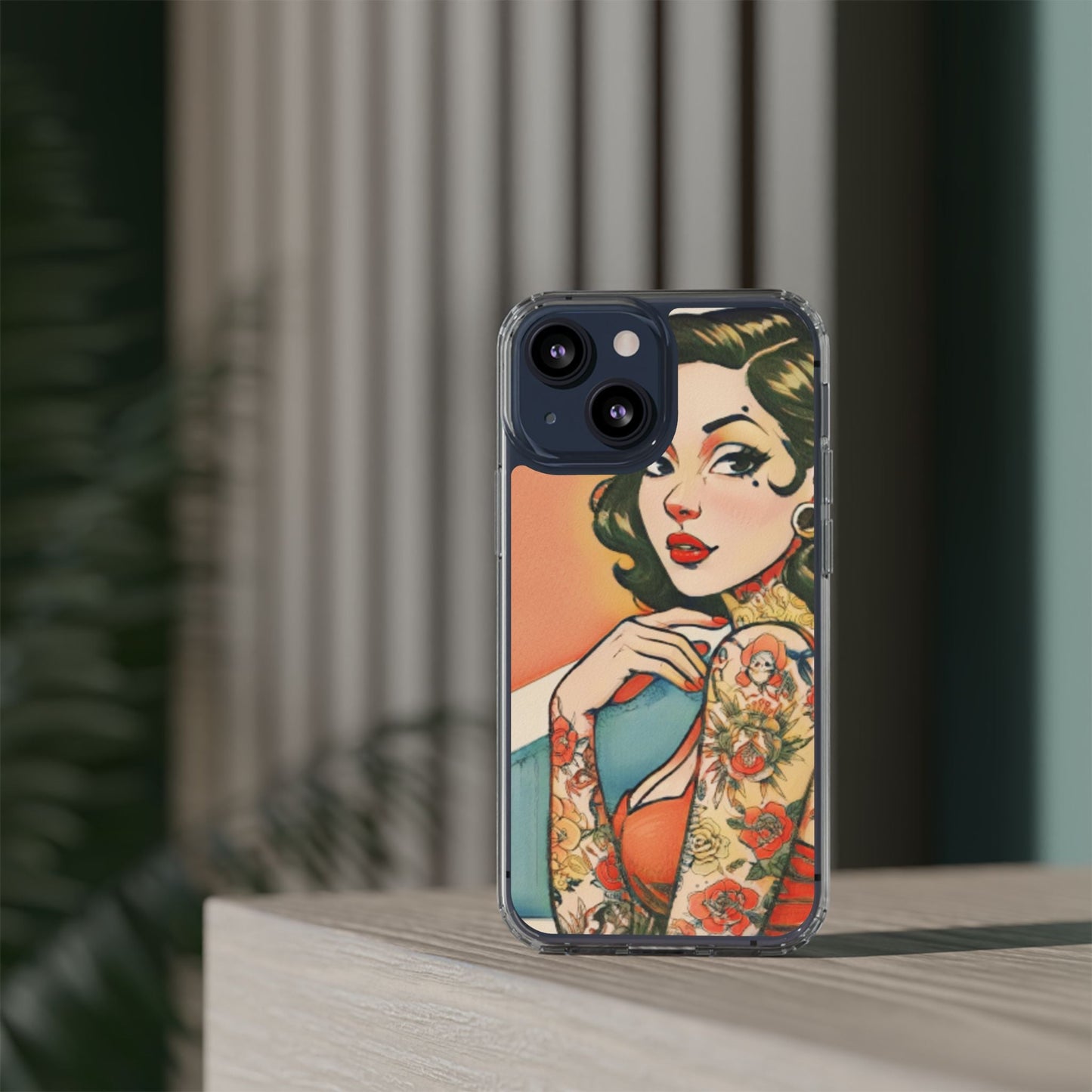 Retro Pin Up Clear Phone Case