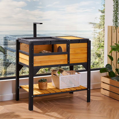 Elevated Cedar Tortoise House with Storage