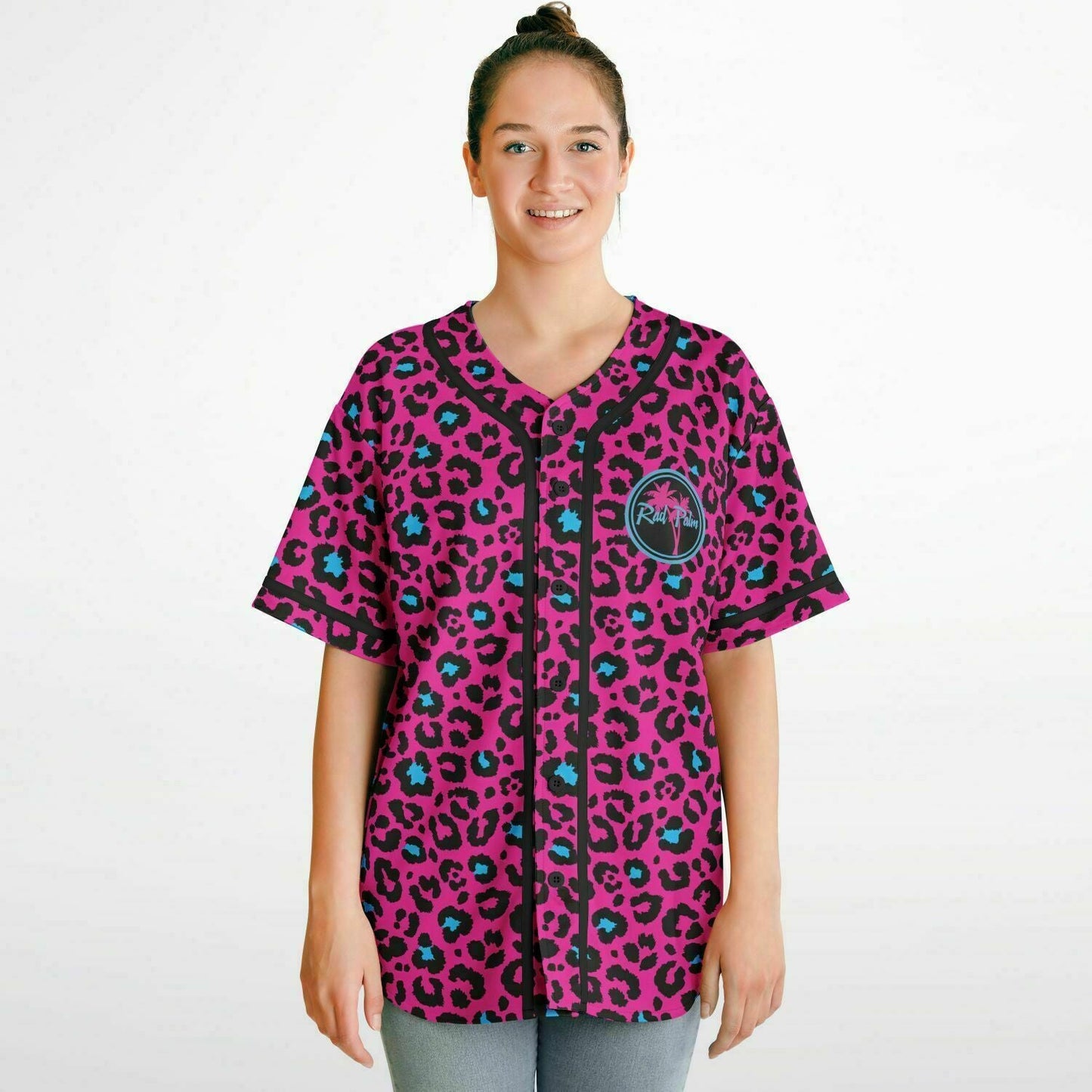 Pink and Blue Leopard Reversible Baseball Jersey