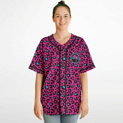 Pink and Blue Leopard Reversible Baseball Jersey