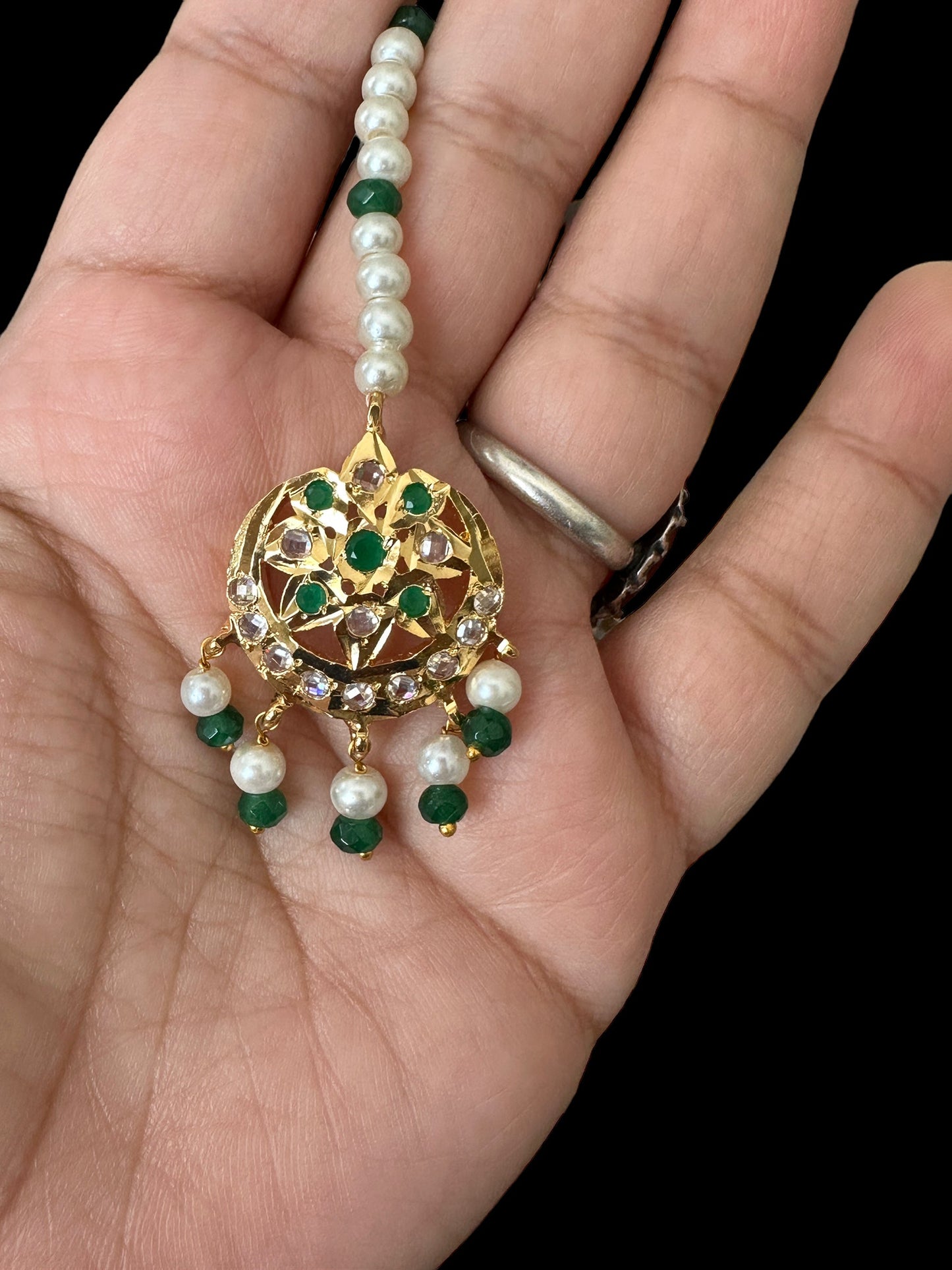 DJTK217 Gold plated small sized tika- green (READY TO SHIP)