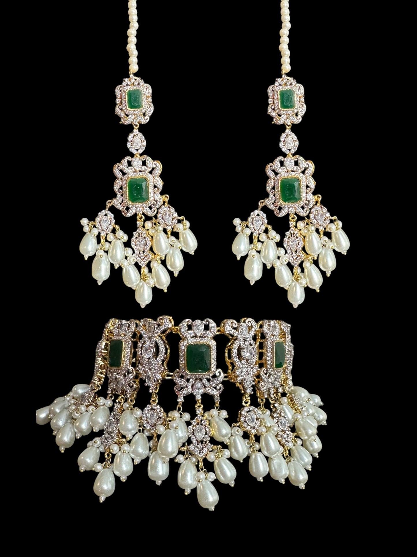 BR472 Farhat bridal set in green ( READY TO SHIP)