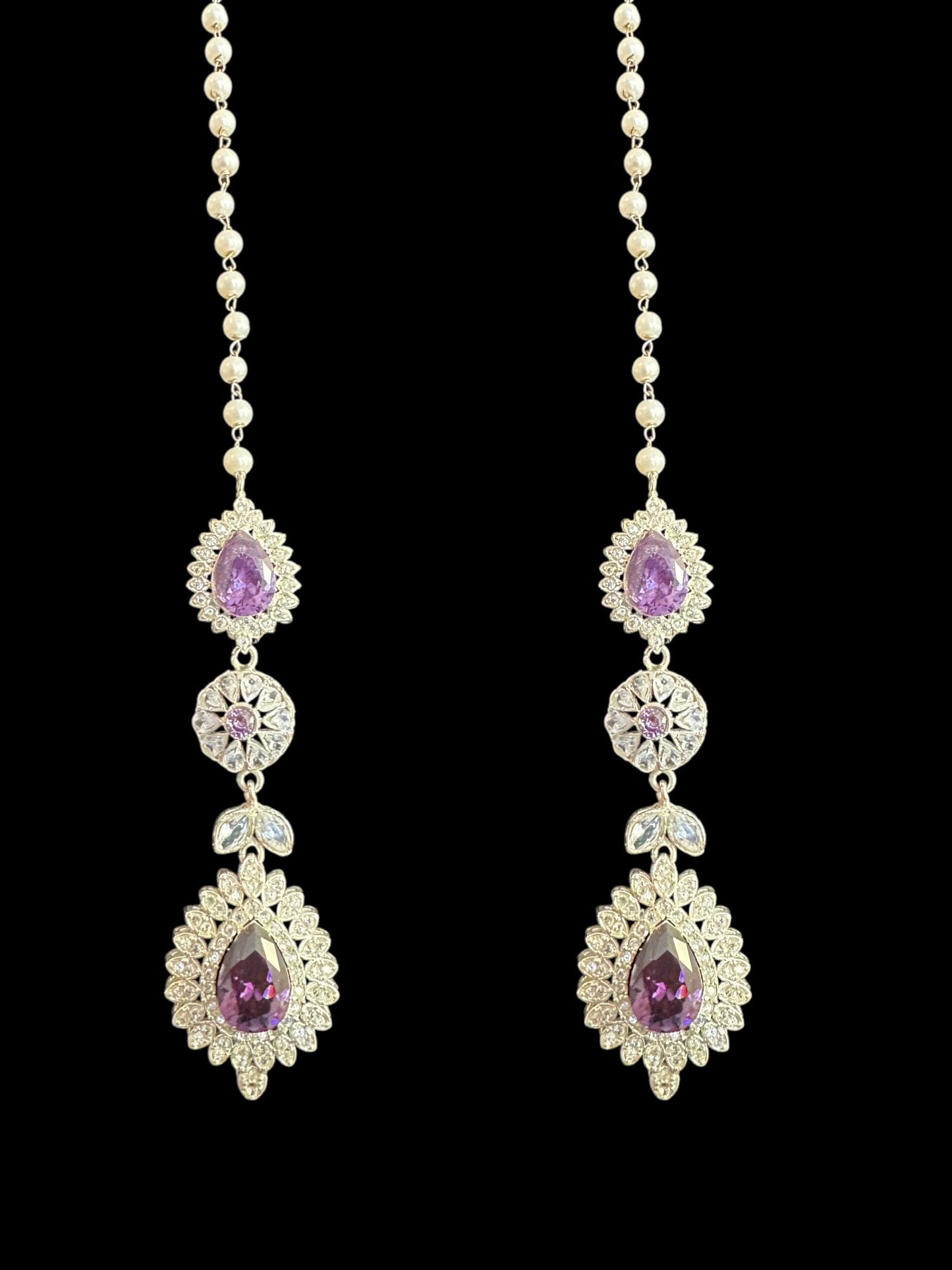 BR476 Sabina Cz bridal set in silver plating with purple  ( READY TO SHIP )