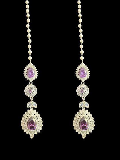 BR476 Sabina Cz bridal set in silver plating with purple  ( READY TO SHIP )