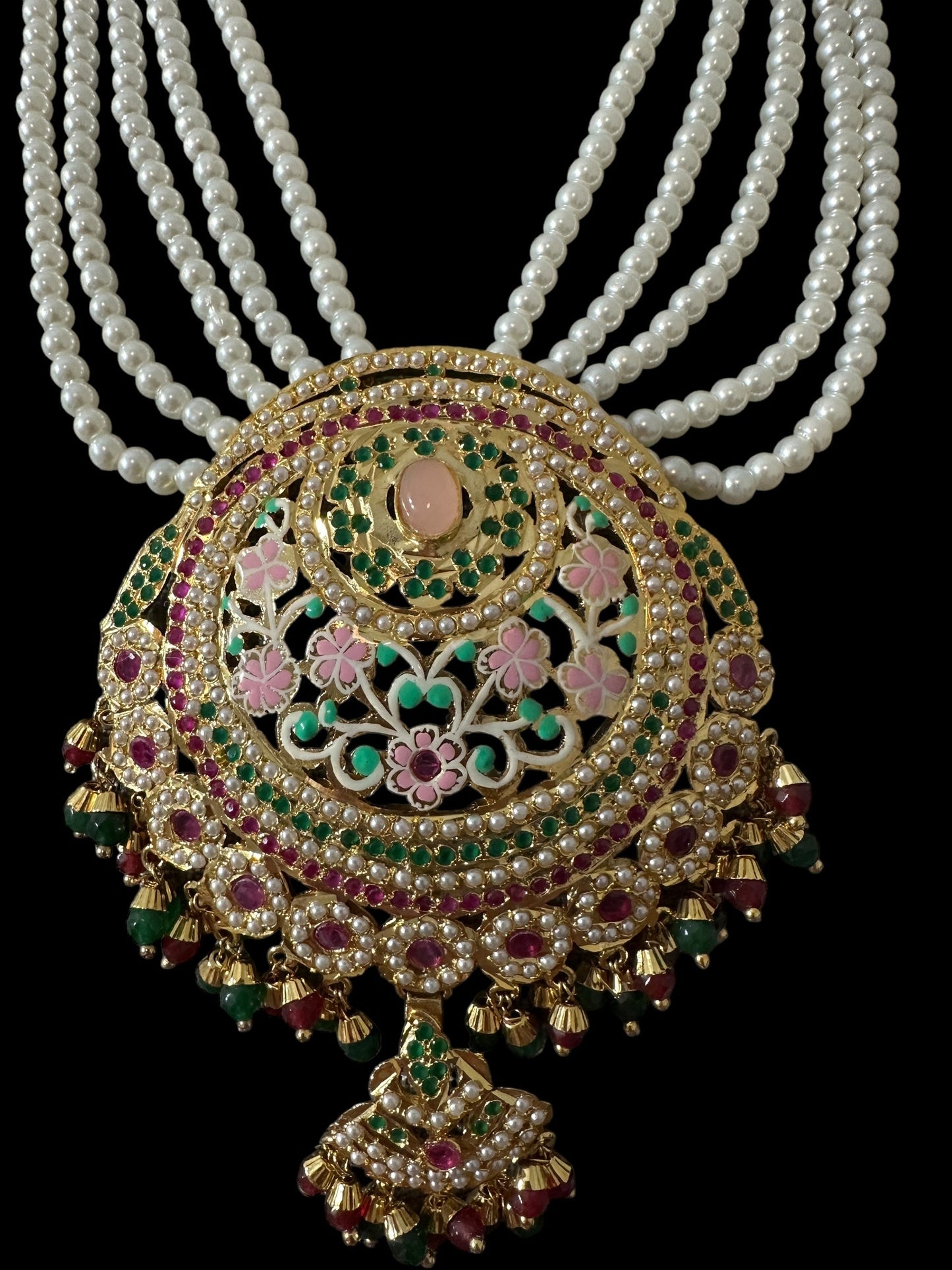 DLN126 Arshi jadau meena long Rani haar - Multicolor ( SHIPS IN 4 WEEKS )