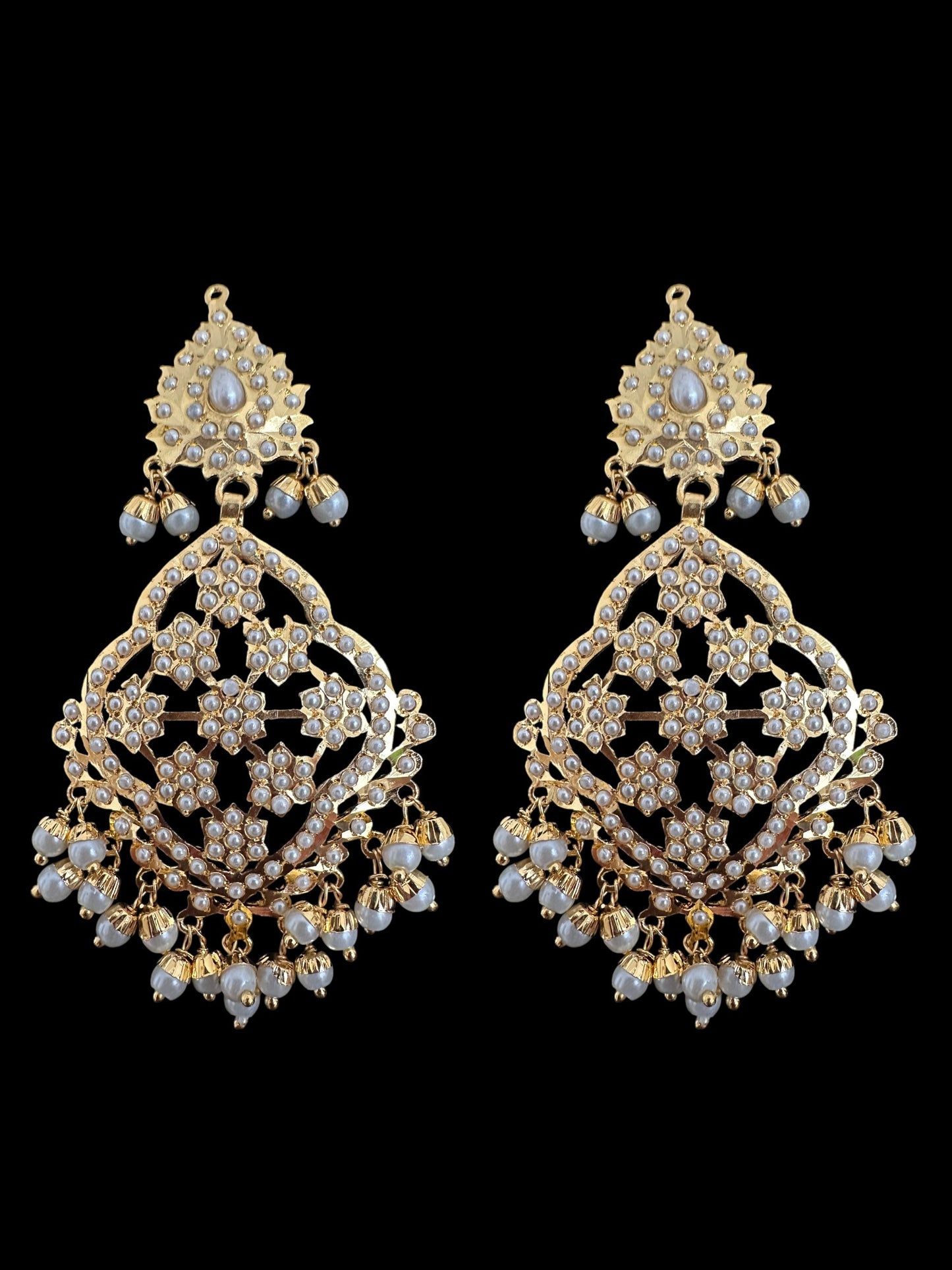 Mehru Jadau chandbali earrings tika in pearls ( READY TO SHIP )