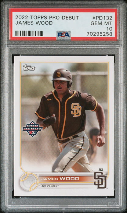 Graded 2022 Topps Pro Debut James Wood #PD132 Rookie RC Baseball Card PSA 10 Gem Mint