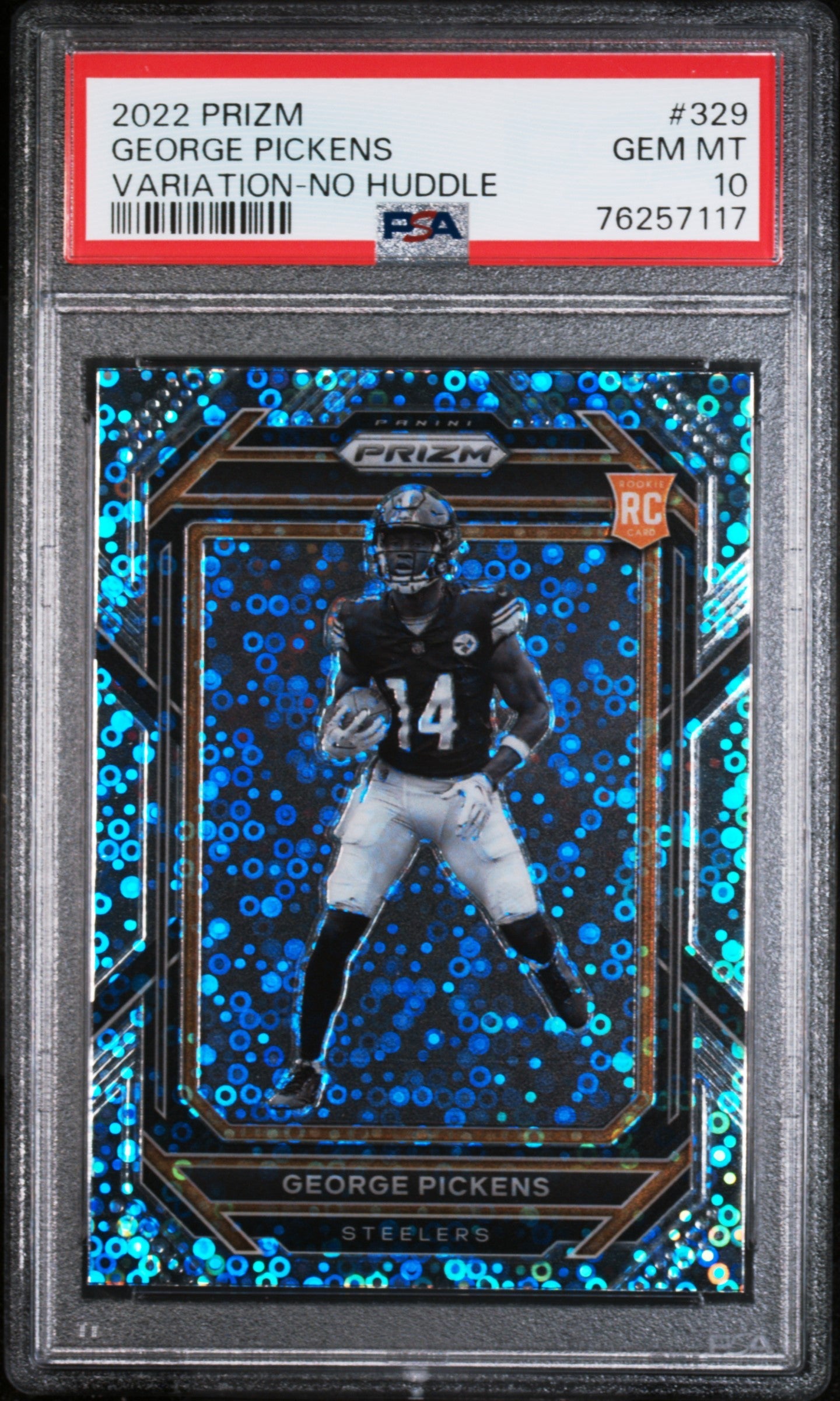 Graded 2022 Panini Prizm George Pickens #329 Variation No Huddle Rookie RC Football Card PSA 10 Gem Mint