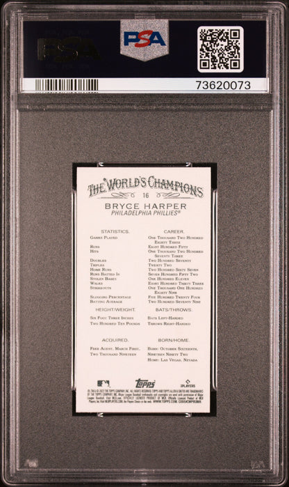 Graded 2022 Topps Allen & Ginter Bryce Harper #16 Mini Baseball Card PSA 10 Gem Mint