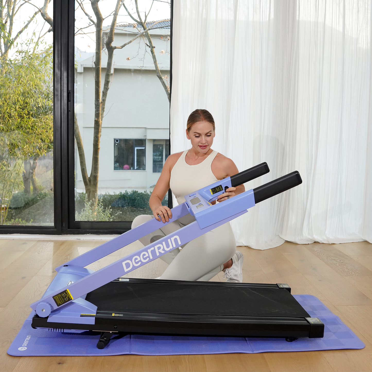 DeerRun All-New 2026 A1 Pro Move+  6% Incline Foldable Treadmill——Upgraded Chip & NFC Support | 350Lbs, 10mph Blue