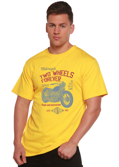 Two Wheels Forever Men's Bamboo Viscose/Organic Cotton Short Sleeve Graphic T-Shirt