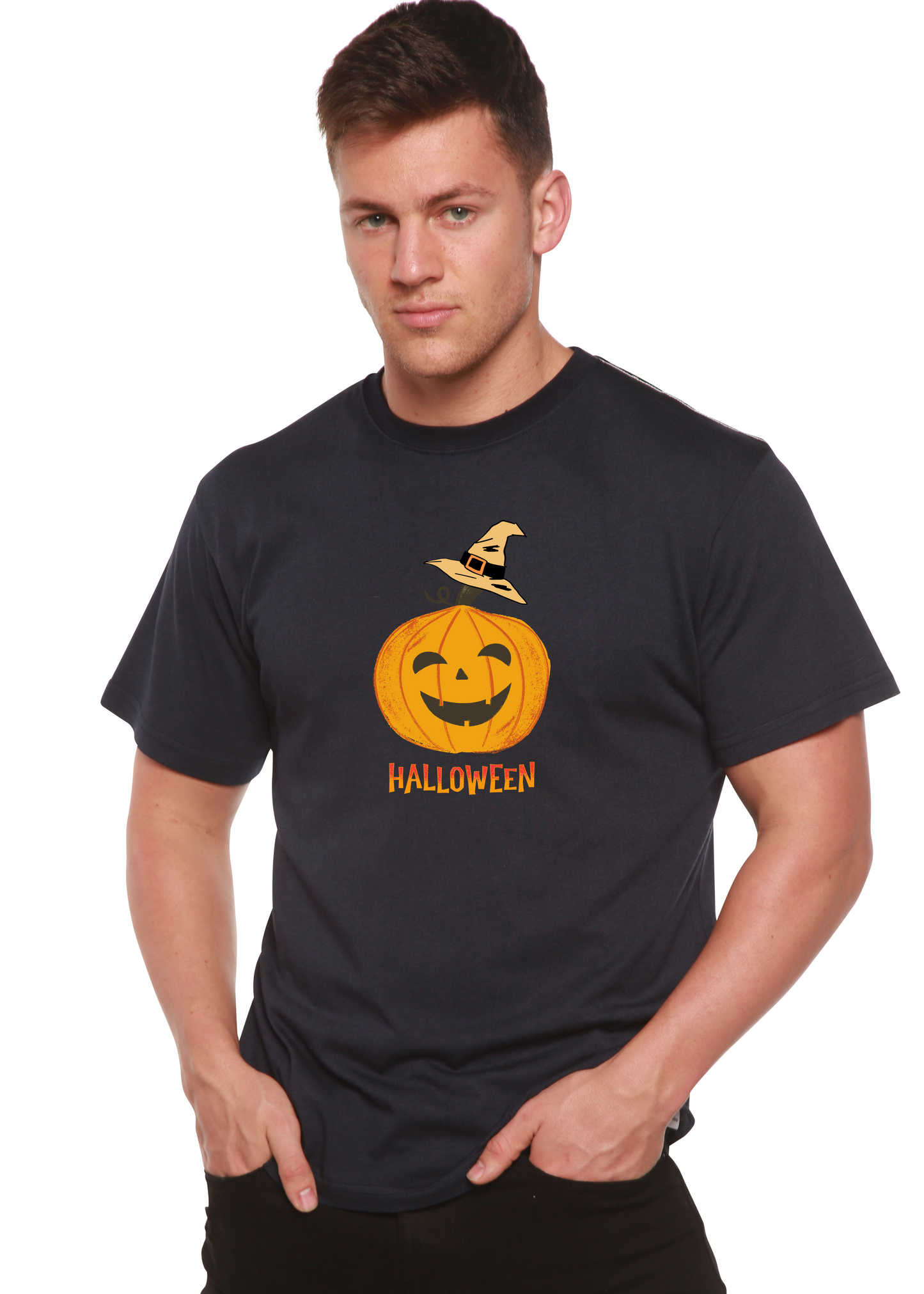 Halloween Pumpkin Unisex Bamboo Viscose/Organic Cotton Short Sleeve Graphic T-Shirt