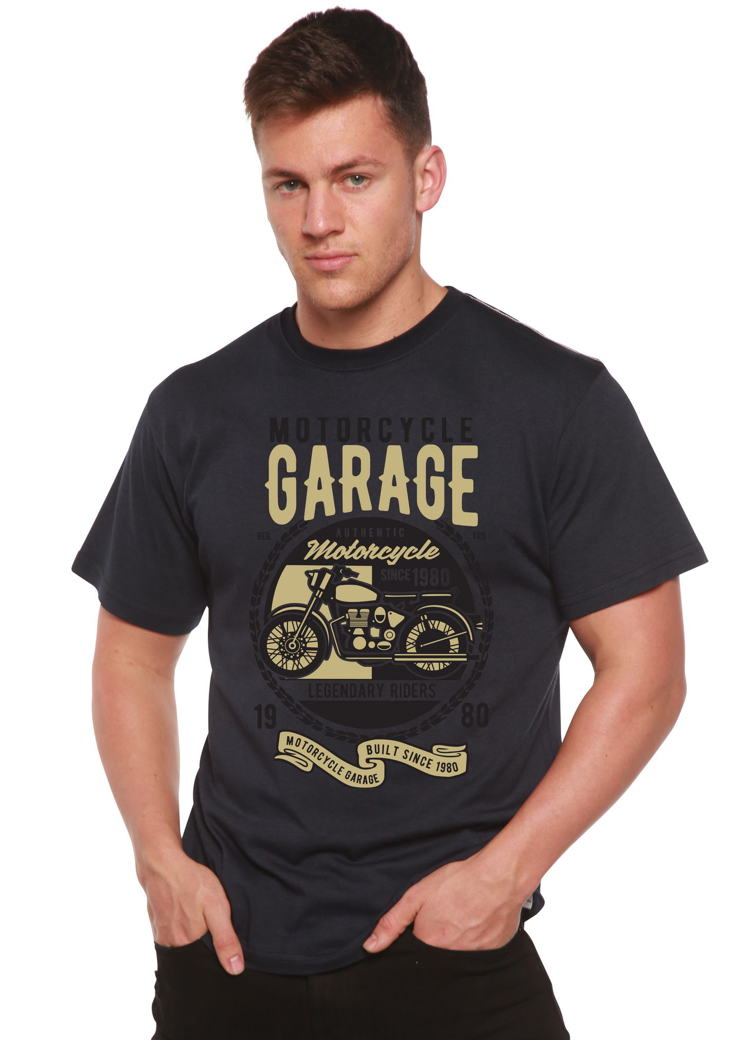 Motorcycle Garage Men's Bamboo Viscose/Organic Cotton Short Sleeve Graphic T-Shirt