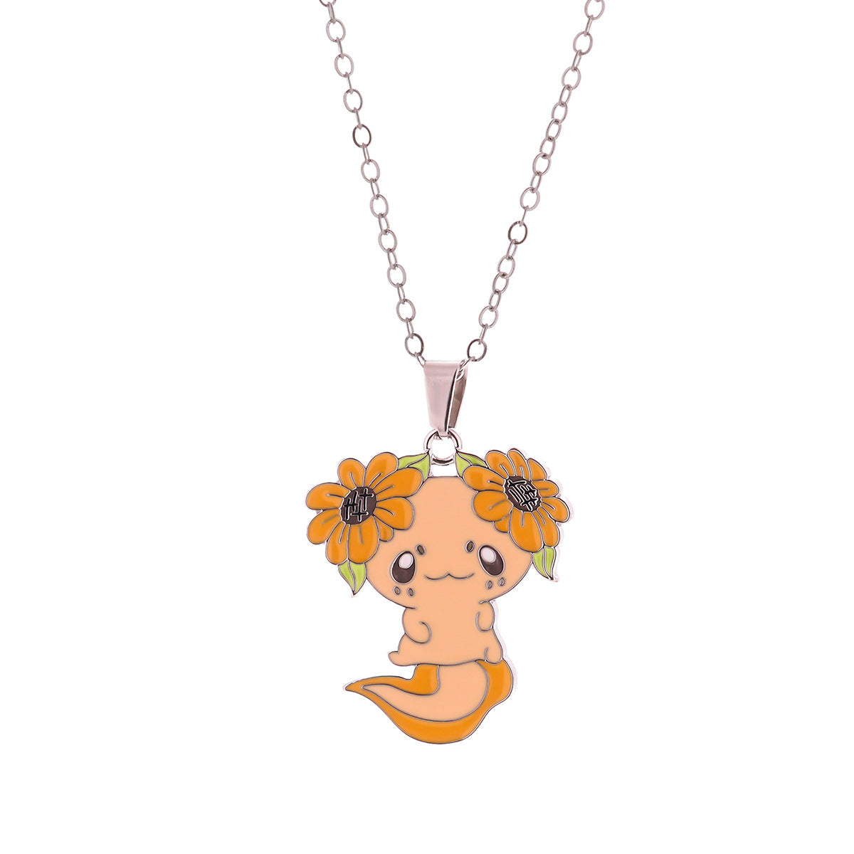 Cute Enamel Axolotl Pendant Necklace