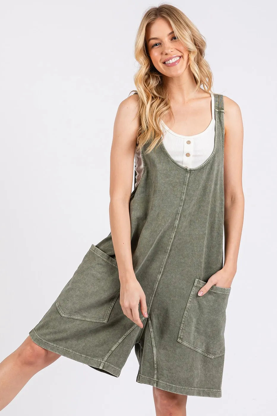 Mittoshop Low Scoop Neck Tank Washed French Terry Romper