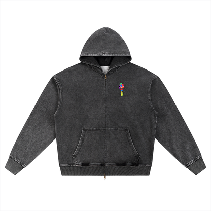 Love Bar Snow Wash Oversized Zip-Up Hoodie