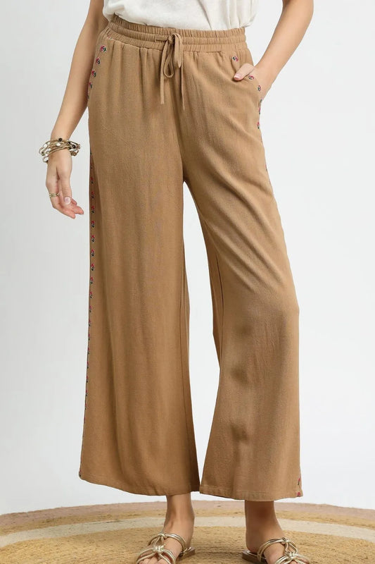 Umgee Wide Leg Drawstring Pants