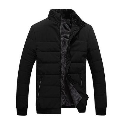 Fleece-Lined Puffer Jacket - Cotton Padded Winter Coat Men