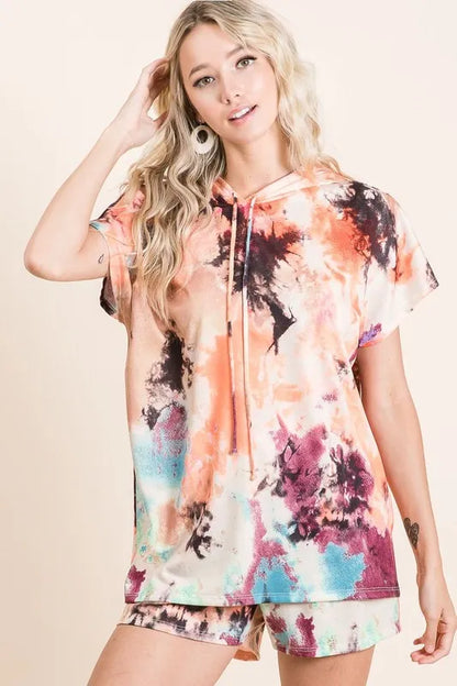 BiBi Tie Dye Terry Hoodie With Drawstring