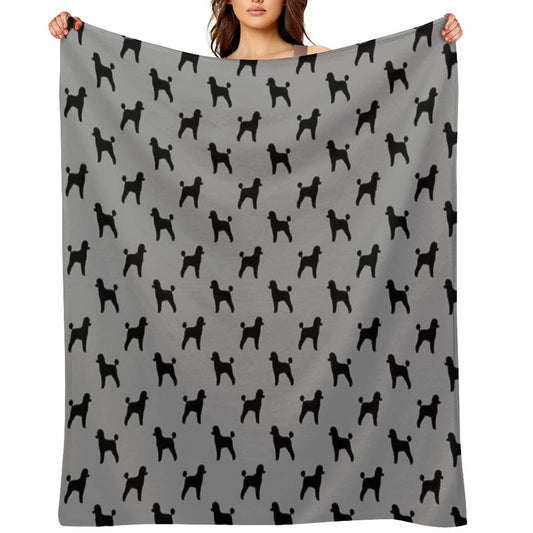 Black Toy Poodle Silhouette(s) Throw Blanket