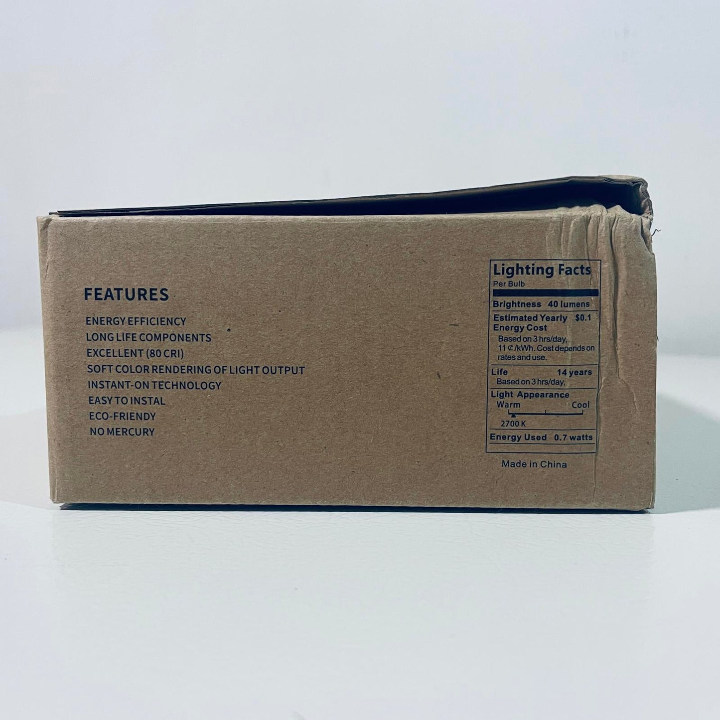 LED Filament Light Bulbs 25-Pack E17 Base 0.7W 40LM