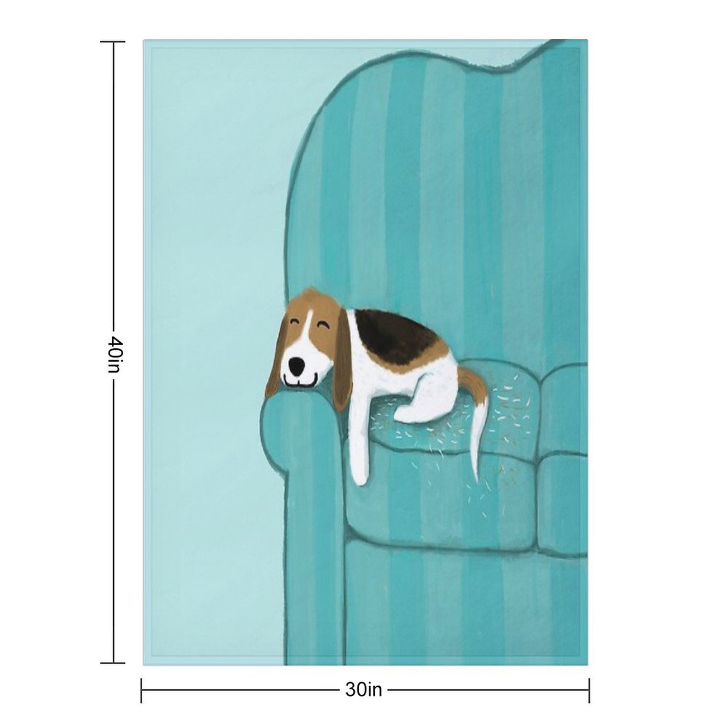 Happy Couch Dog  Cute Beagle Throw Blanket