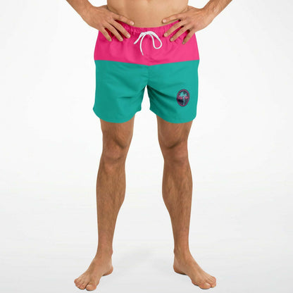 Rad Palm Color Block Men's Swim Trunks