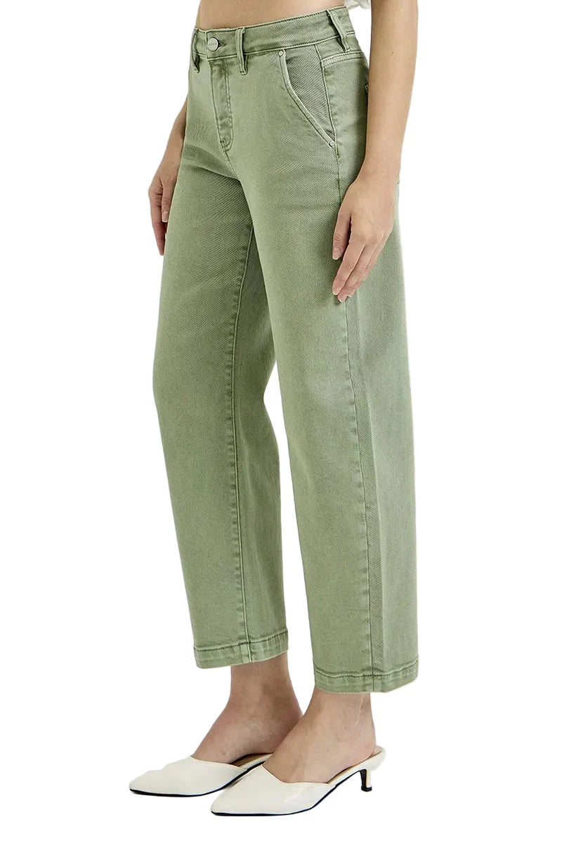 Full Size Tummy Control High Rise Crop Barrel Jeans Plus Size