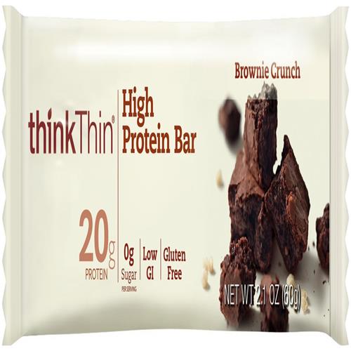 Think! Protein Bars, High Protein Snacks, Gluten Free, Sugar Free Energy Bar With Whey Protein Isolate, Brownie Crunch, Nutrition Bars Without Artificial Sweeteners, 2.1 Oz (10 Count)