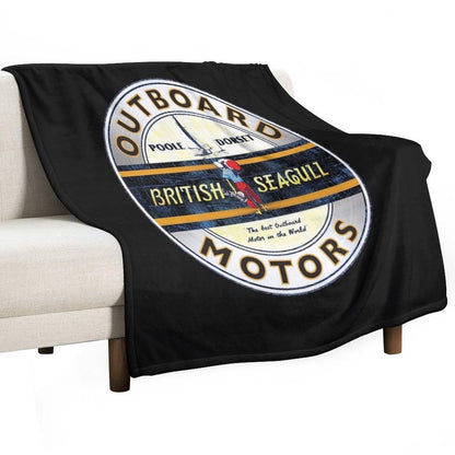British Seagull Outboard Motors UK Sticker Throw Blanket
